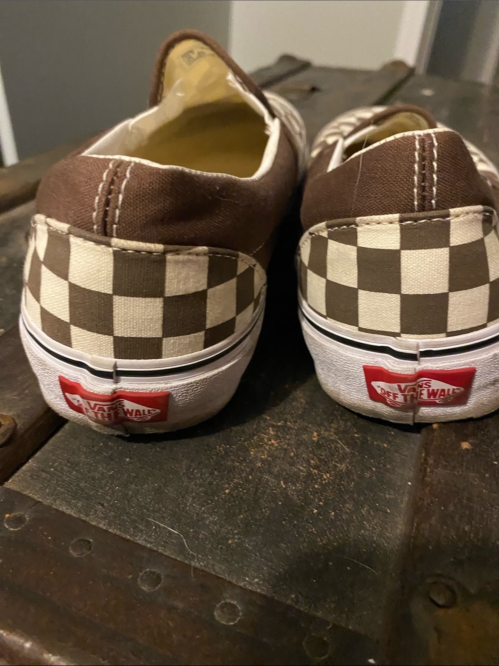Vans Checkerboard Slip-On in Brown and White - Picture 4 of 4